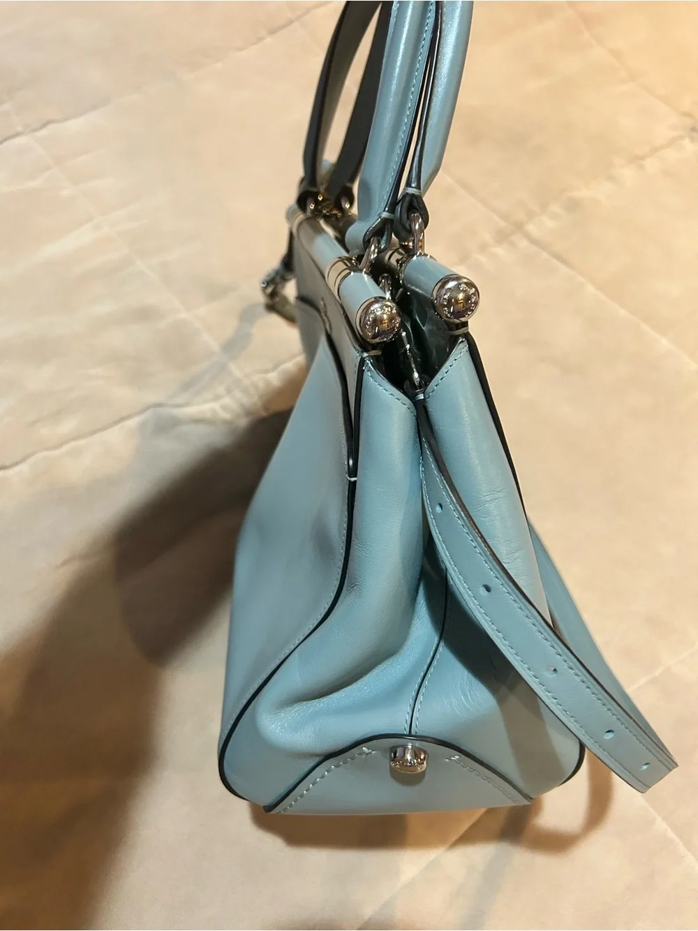 Coach Grace Leather Satchel Handbag Cornflower Blue 31916